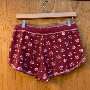 P. J. Salvage Red Soft Shorts Hearts Flowers Print Small